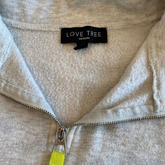 Love Tree Cropped Zipper Front Sweatshirt Gray Green Size Medium - Picture 4 of 10